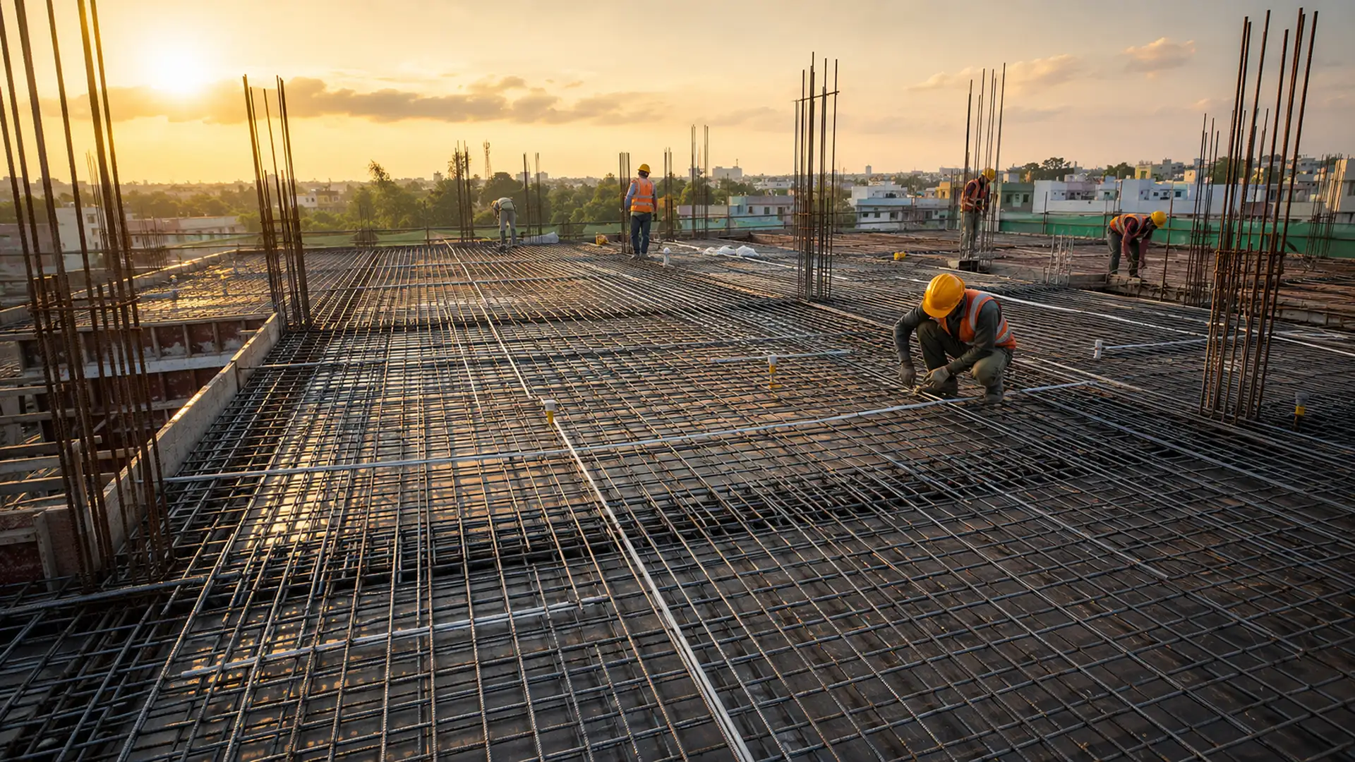 Reinforcement in place before slab pour