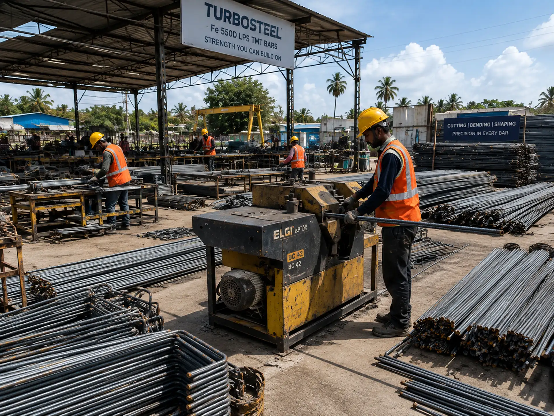 Bar bending and cutting on site