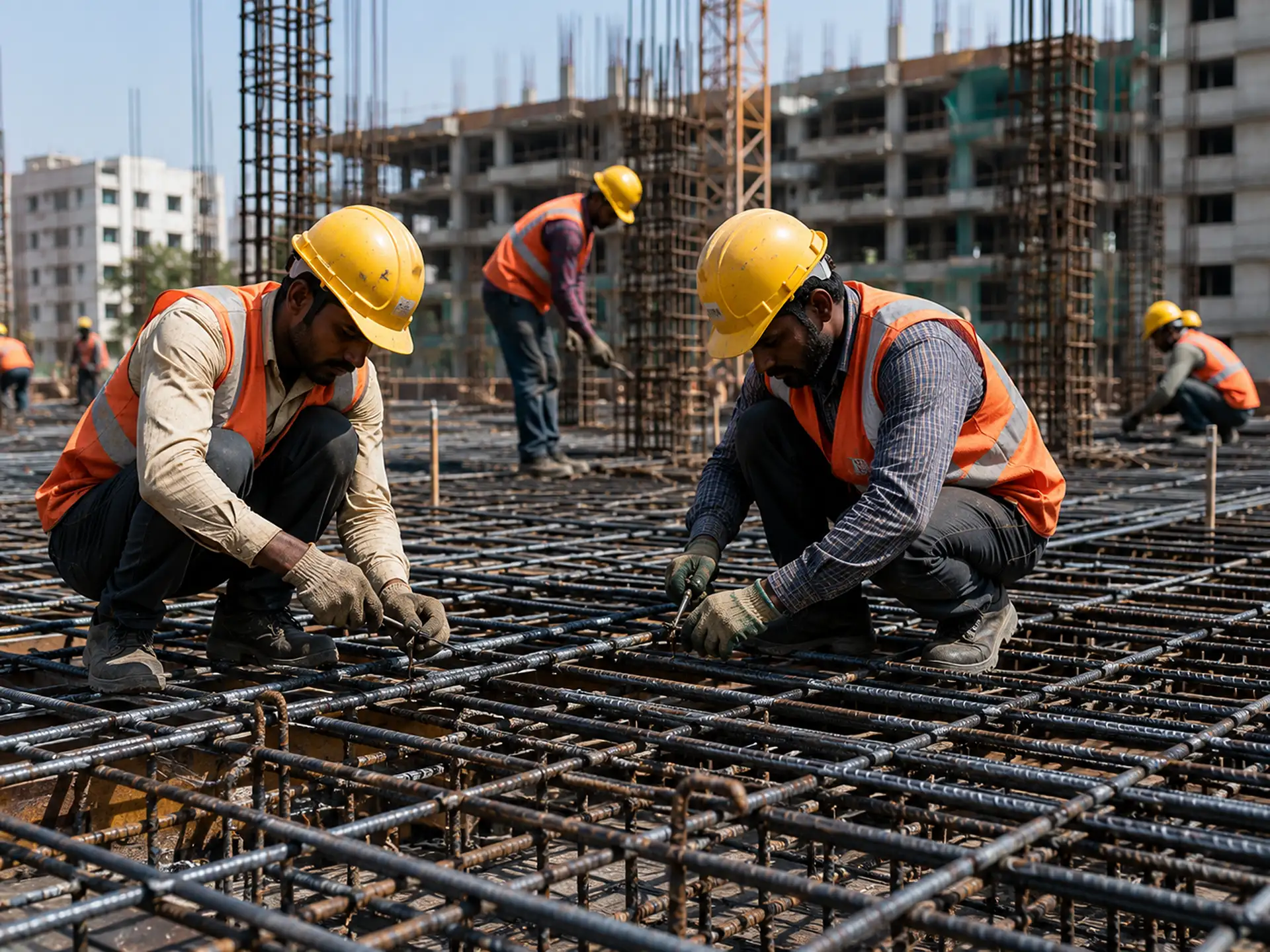 Site team working with reinforcement